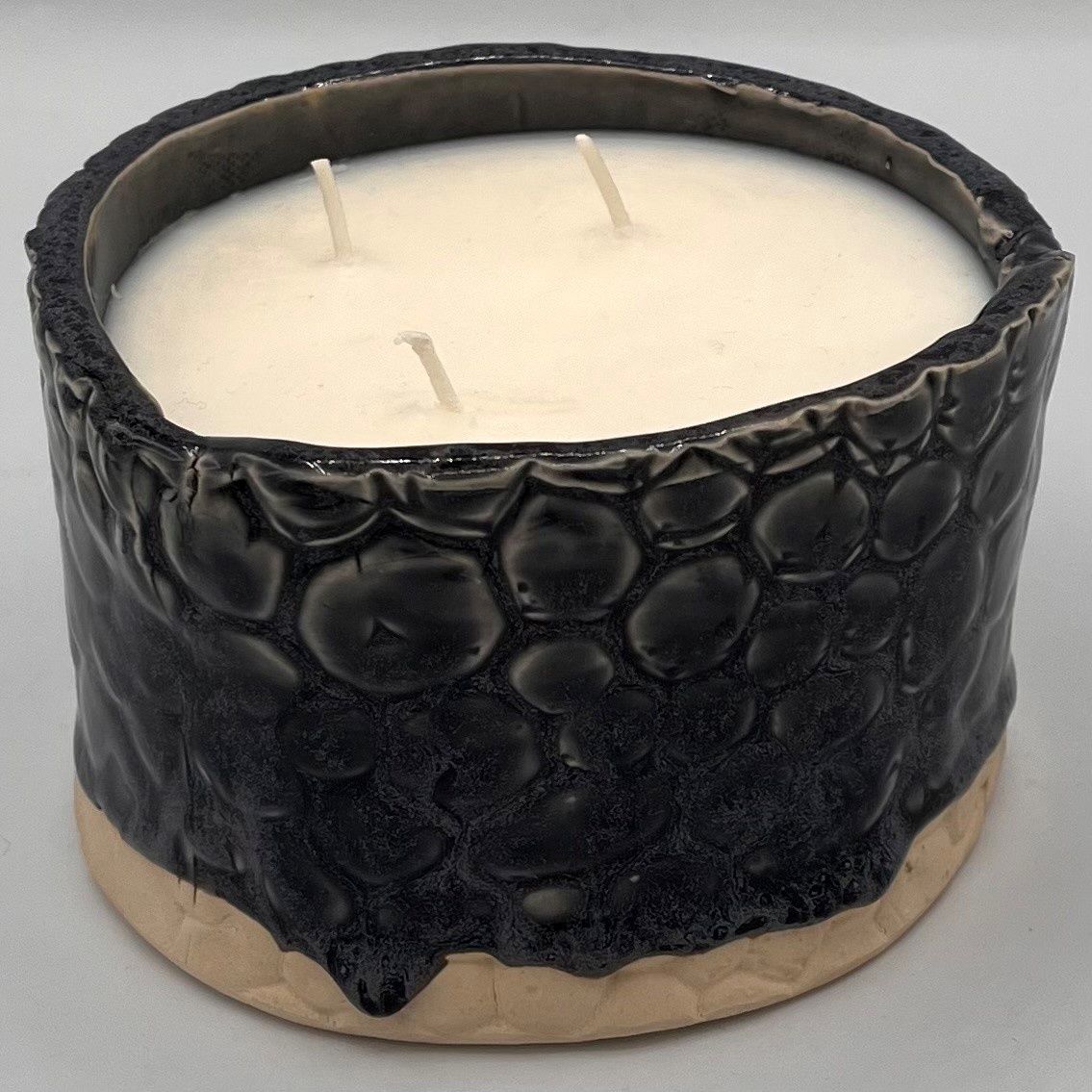Kathryn Feldmann, Ceramic Candle, Dark Blue Cobblestone Candle