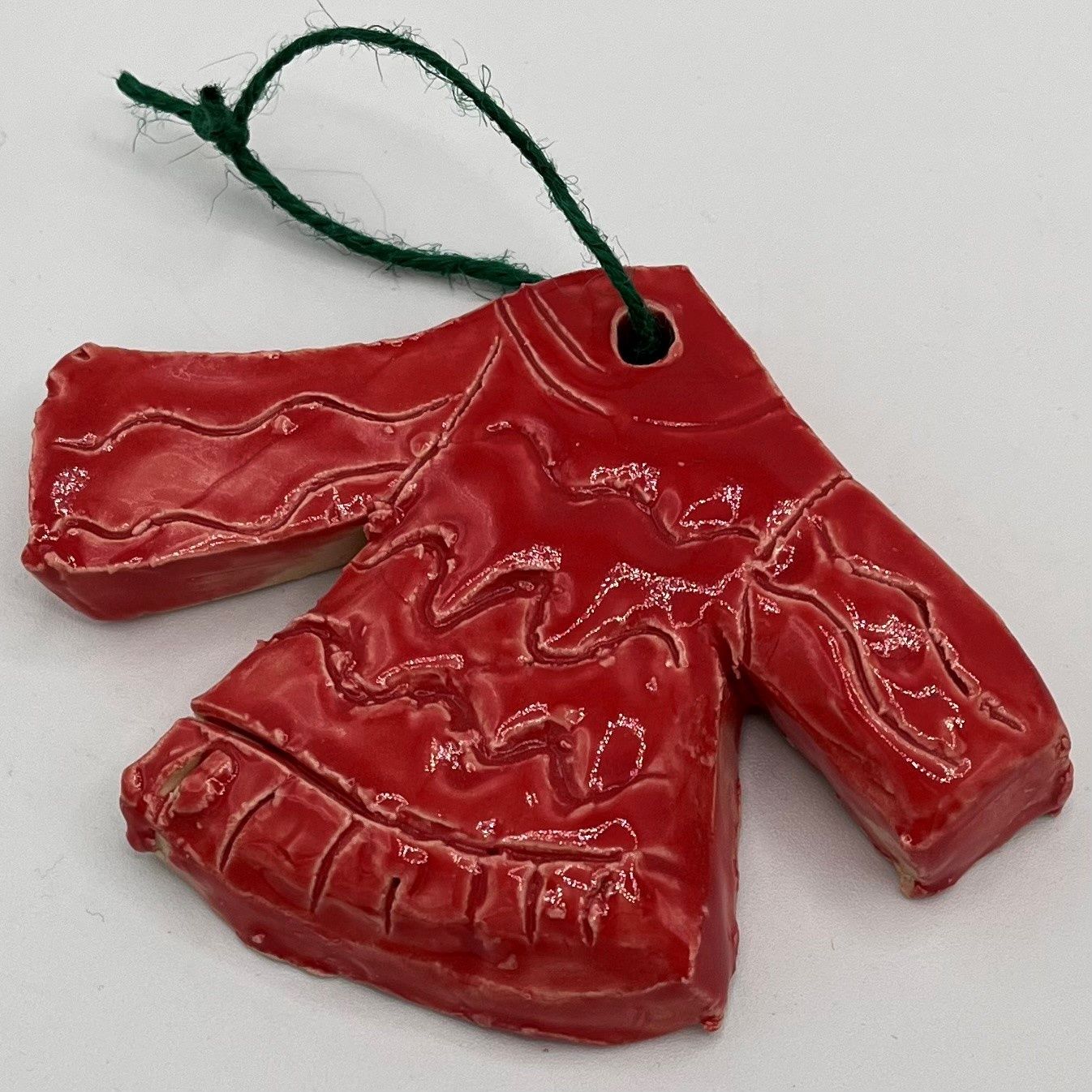 Bobbie Jo Robinson, Ceramic Ornament, Wavy Red Sweater