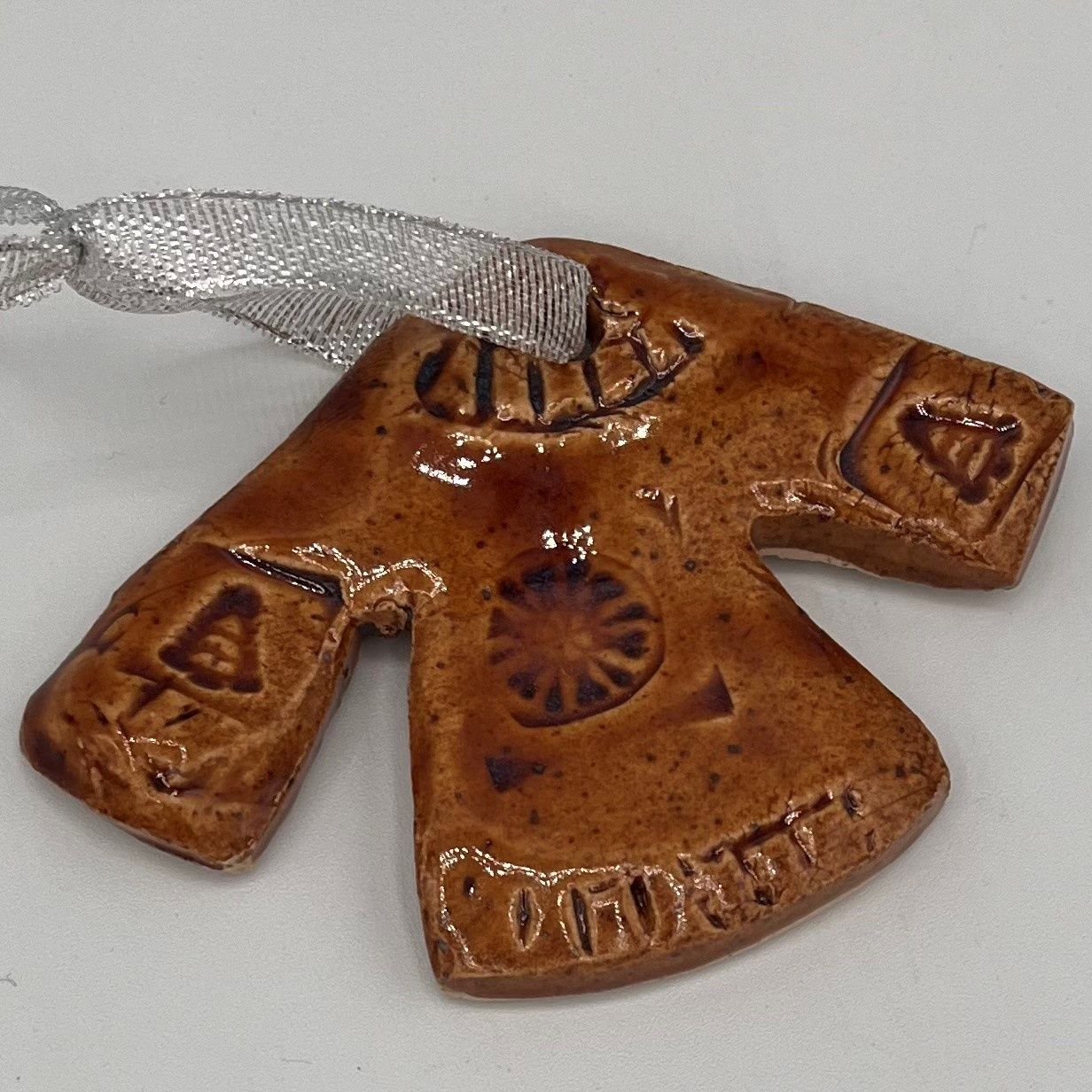 Andrea Walker, Ceramic Ornament, Brown Snowflake Sweater