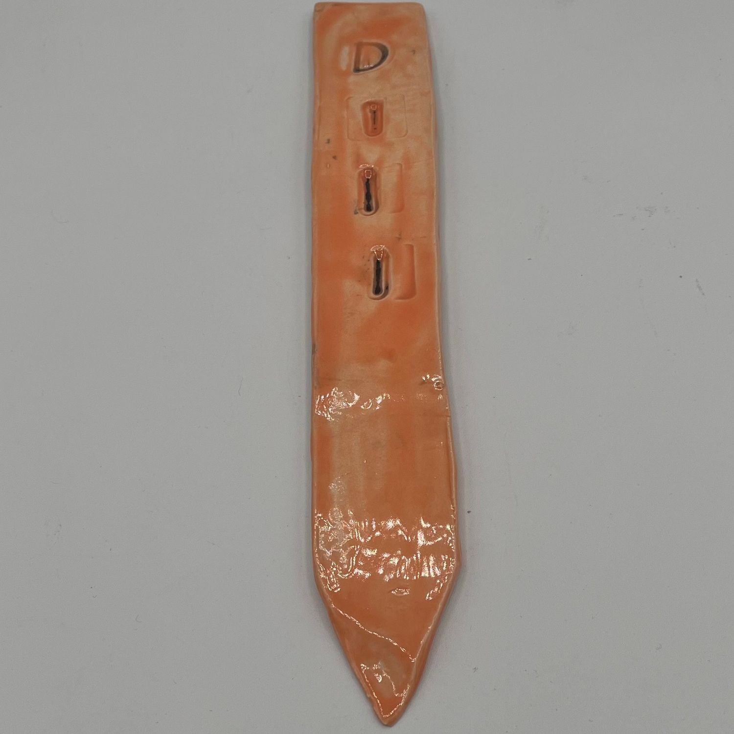 Bobbie Jo Robinson, Ceramic Garden Stake, Dill on Orange Background