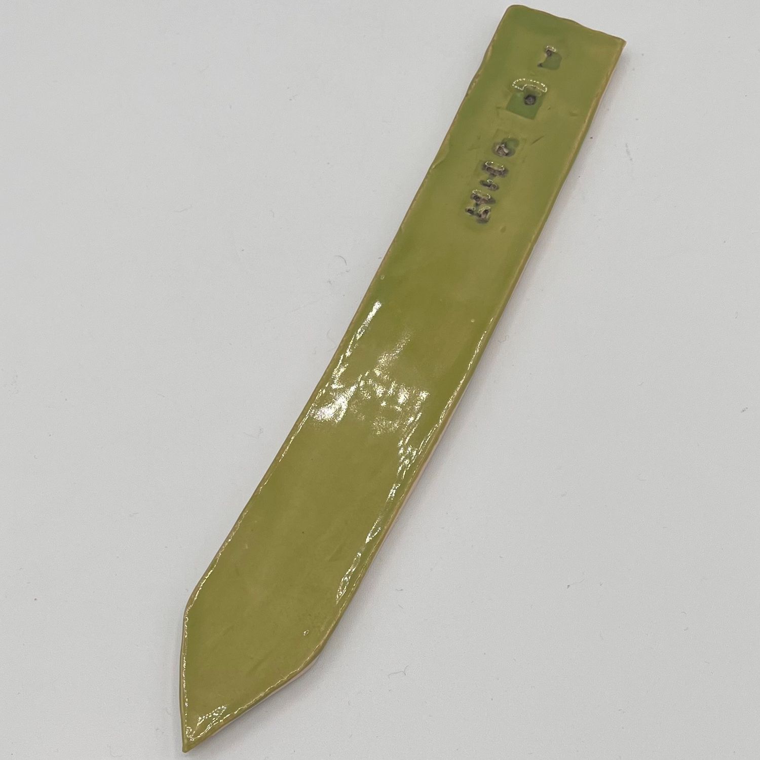 Morgan Gattermeyer, Ceramic Garden Stake, Basil on Green Background