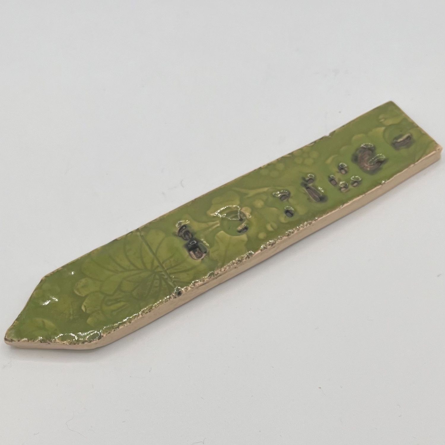 Tiffany Jameson, Ceramic Garden Stake, Lettuce on Green Floral Background