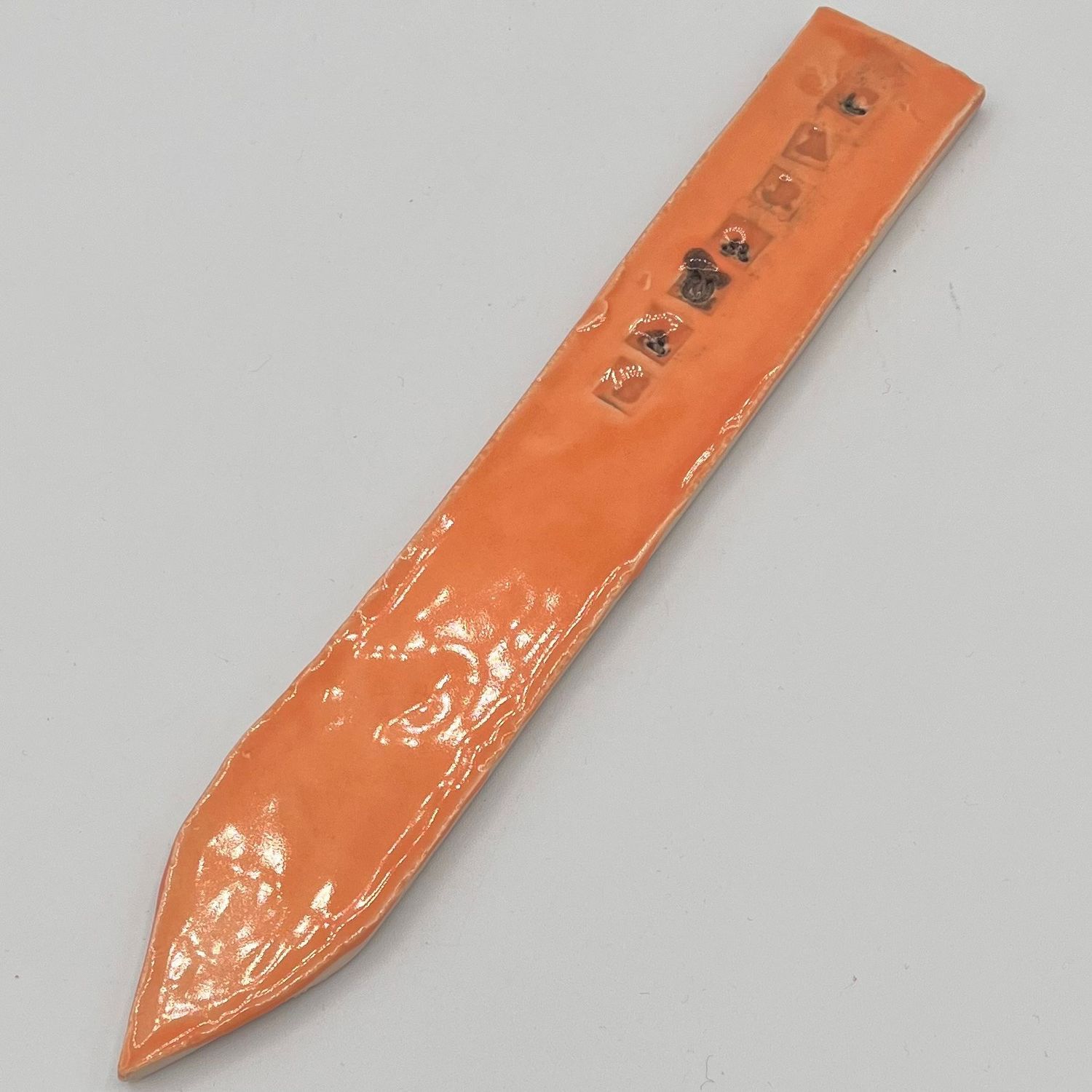 Morgan Gattermeyer, Ceramic Garden Stake, Carrots on Orange Background