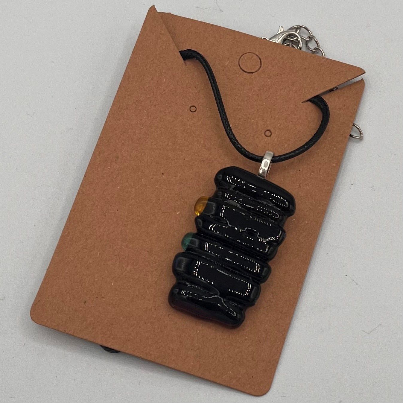 Theresa Allen, Fused Glass Pendant, Dark Stripes