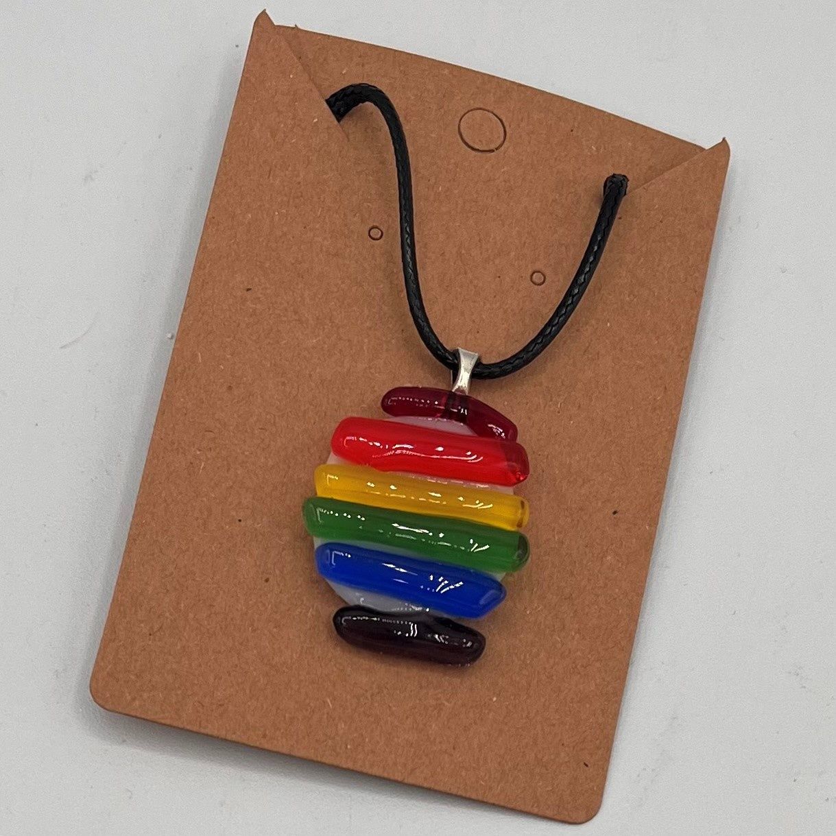 Kara Burgdorf, Fused Glass Pendant, Round Rainbow