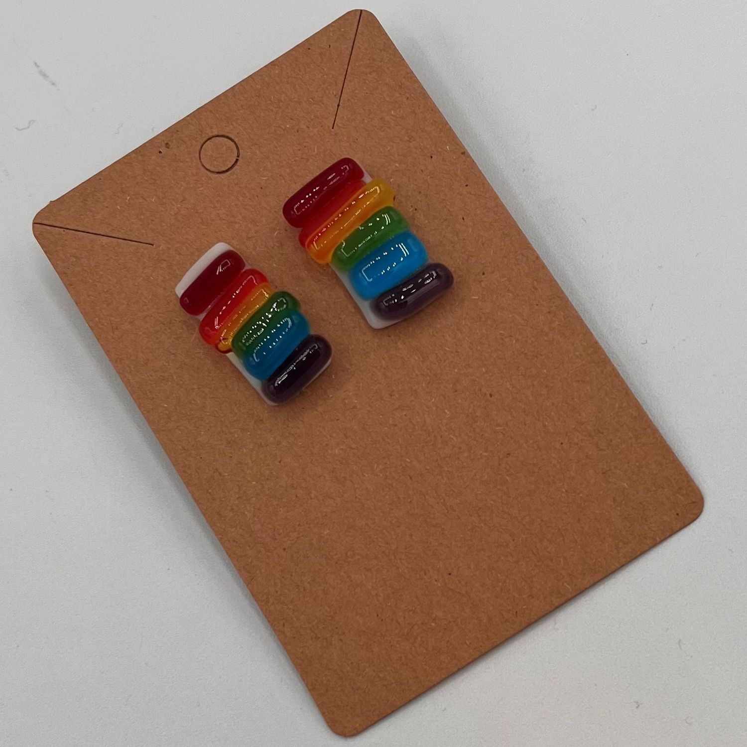 Kara Burgdorf, Fused Glass Earrings, Colorful Stripes