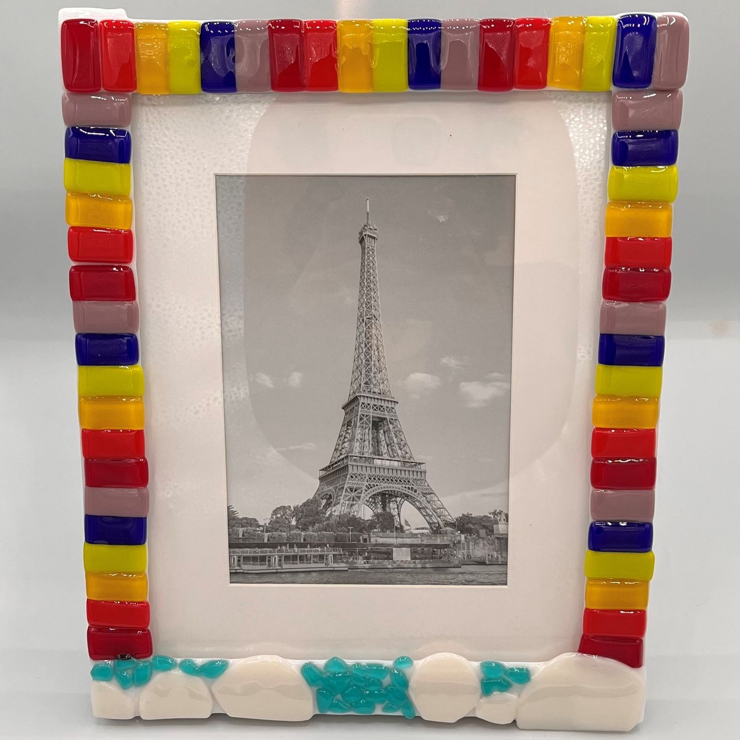 David Campbell, Fused Glass Frame, Rainbow Stripes