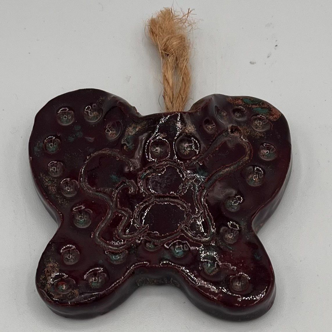 Studio, Small Ceramic Wall Hanging, Deep Red Butterfly