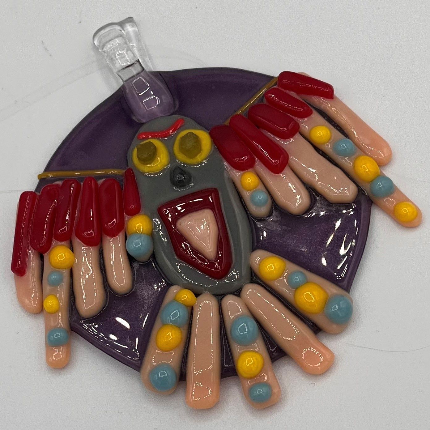 Christina Hanes, Fused Glass Suncatcher, Colorful Owl