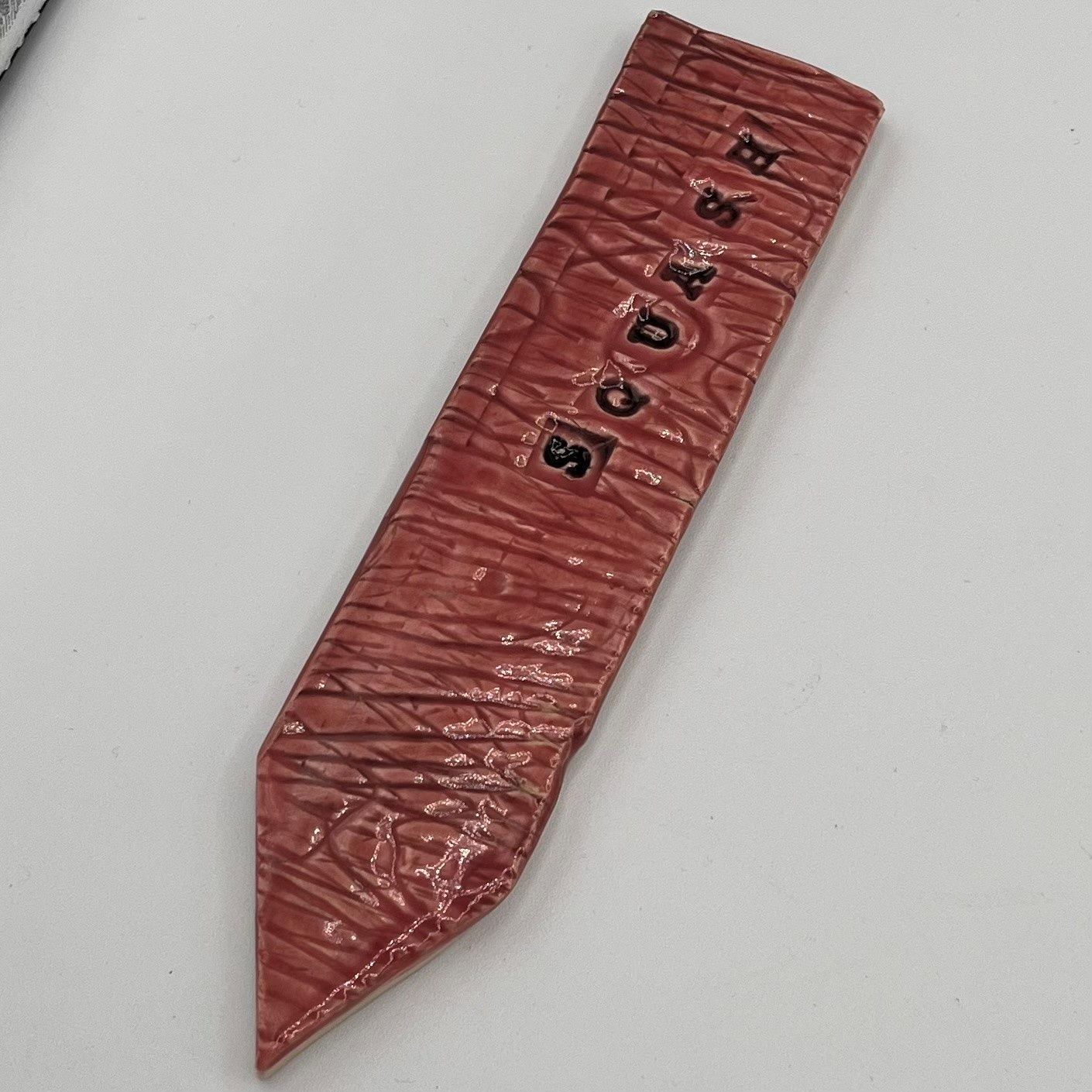 Annie Baxter, Ceramic Garden Stake, Squash on Red Background