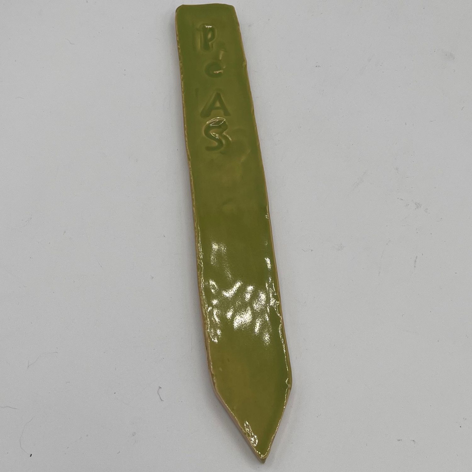 Alaina Weeks, Ceramic Garden Stake, Peas on Green Background