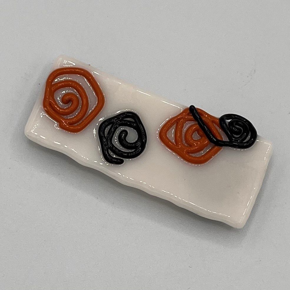 Alphonso Rowe, Fused Glass Magnet, Black and Brown Swirls