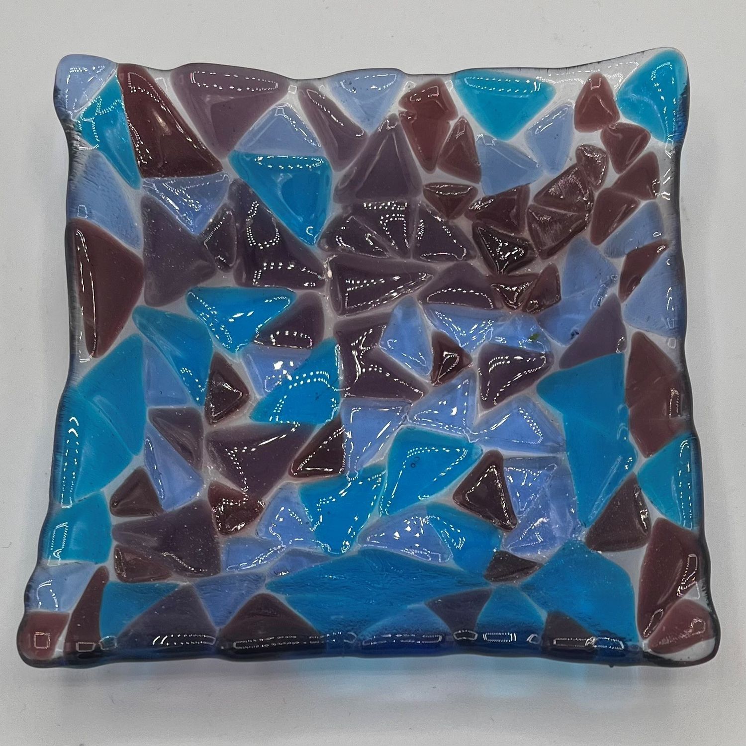 Kathryn Feldmann, Fused Glass Dish, Purple and Blue Chunks