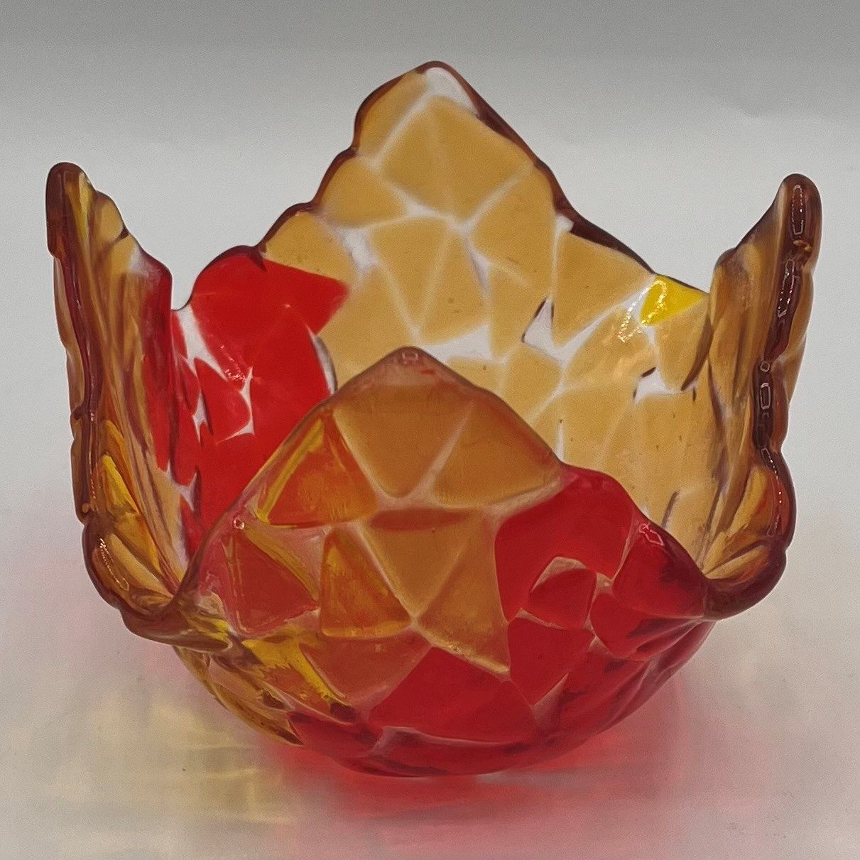 Alaina Weeks, Fused Glass Drape, Yellow and Red