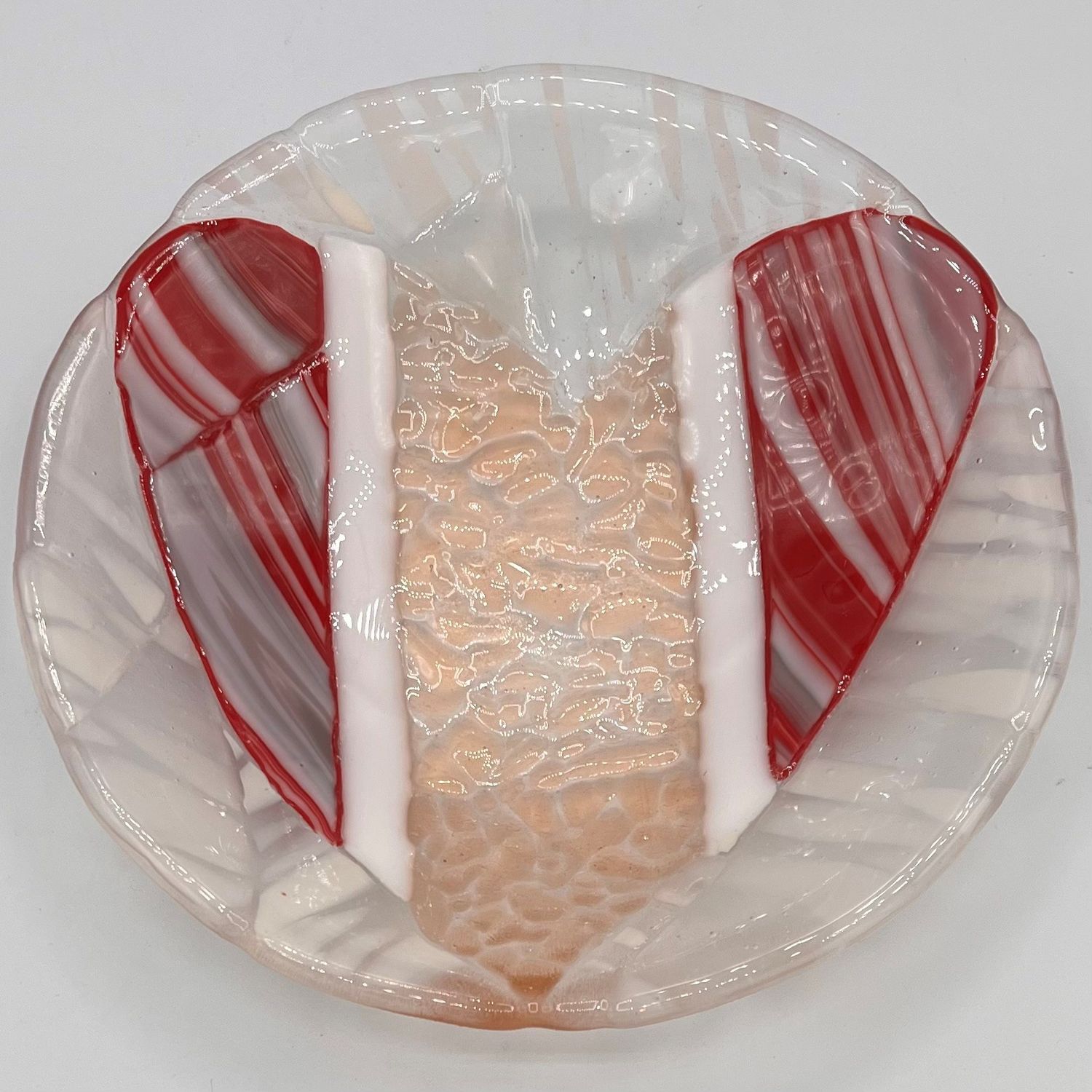 Liz Pfeiffer, Fused Glass Bowl, Red and White Heart