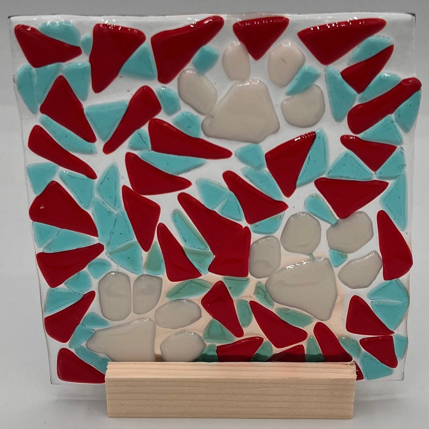 Mallory Miller, Fused Glass Stand Piece, White Paw Prints