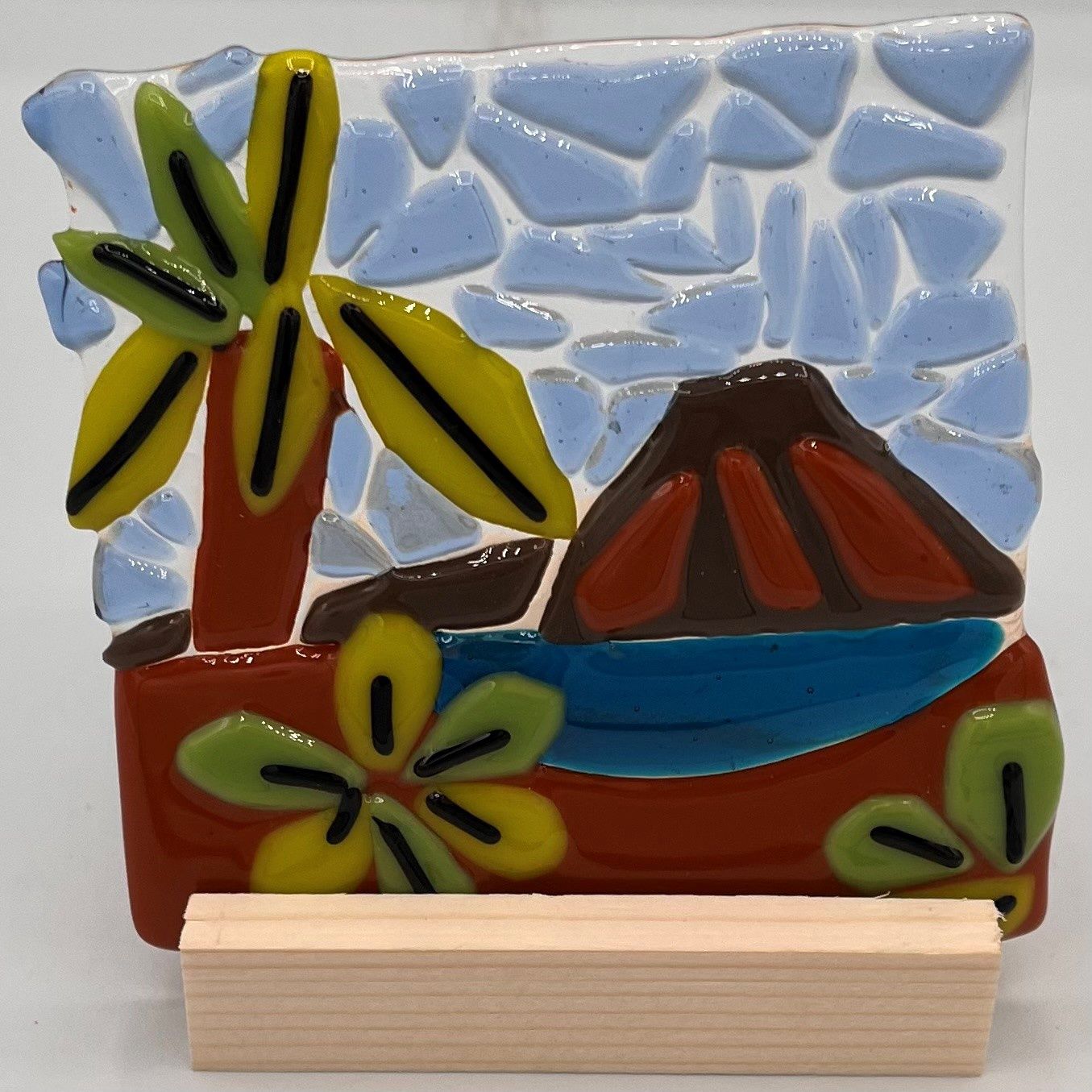 Joey Buschelman, Fused Glass Stand Piece, Volcano