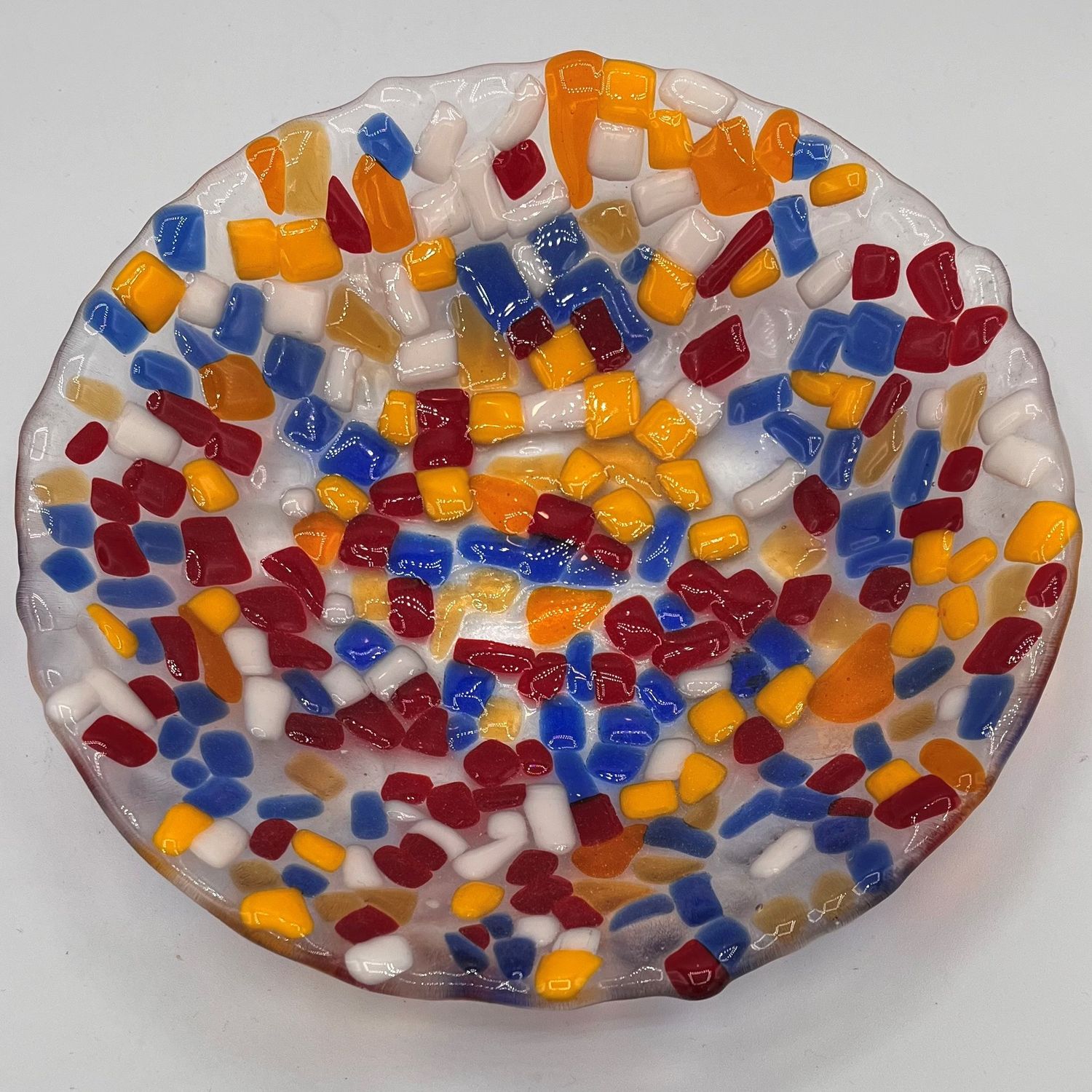 Duane Sparks, Fused Glass Bowl, Multicolor Chunky Design
