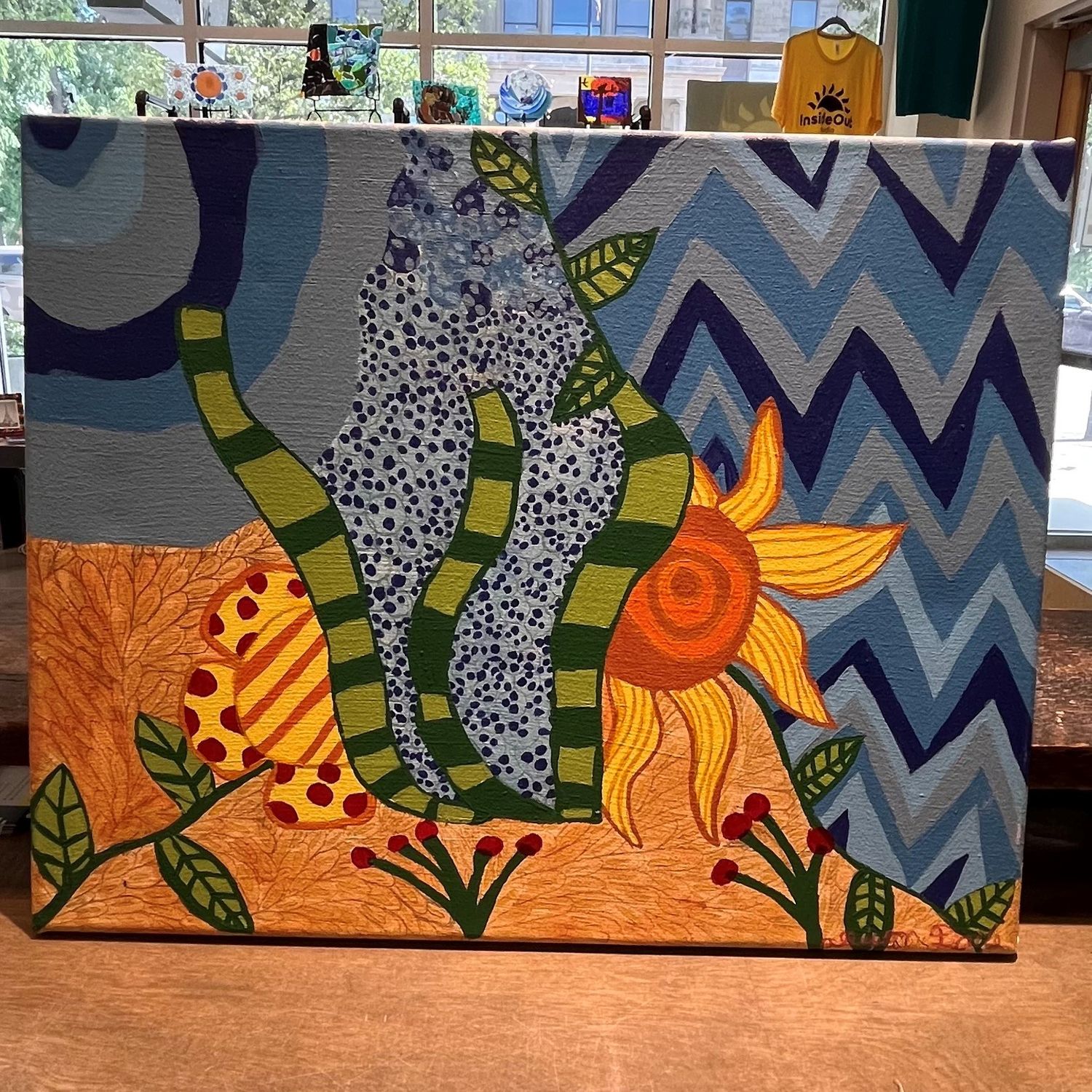 Allison Davis, Acrylic On Canvas, &#39;Desert Vines and Flowers&#39;