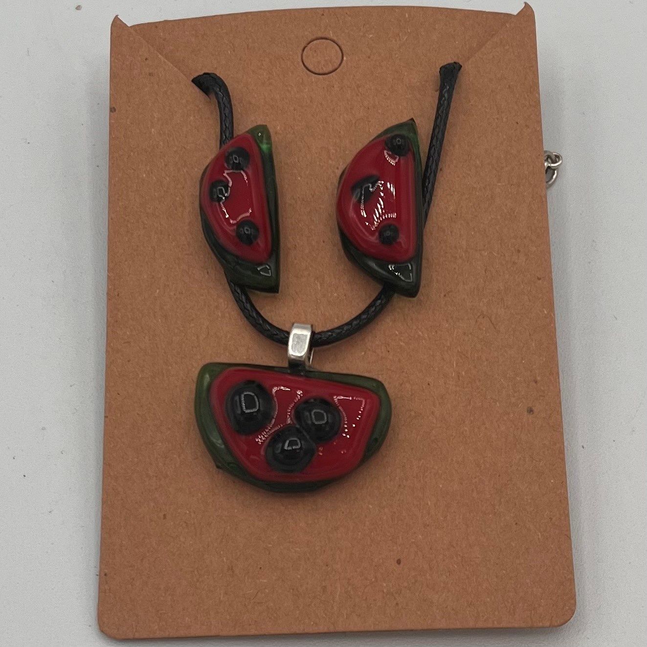 Rebecca Reed, Fused Glass Jewelry Set, Watermelon