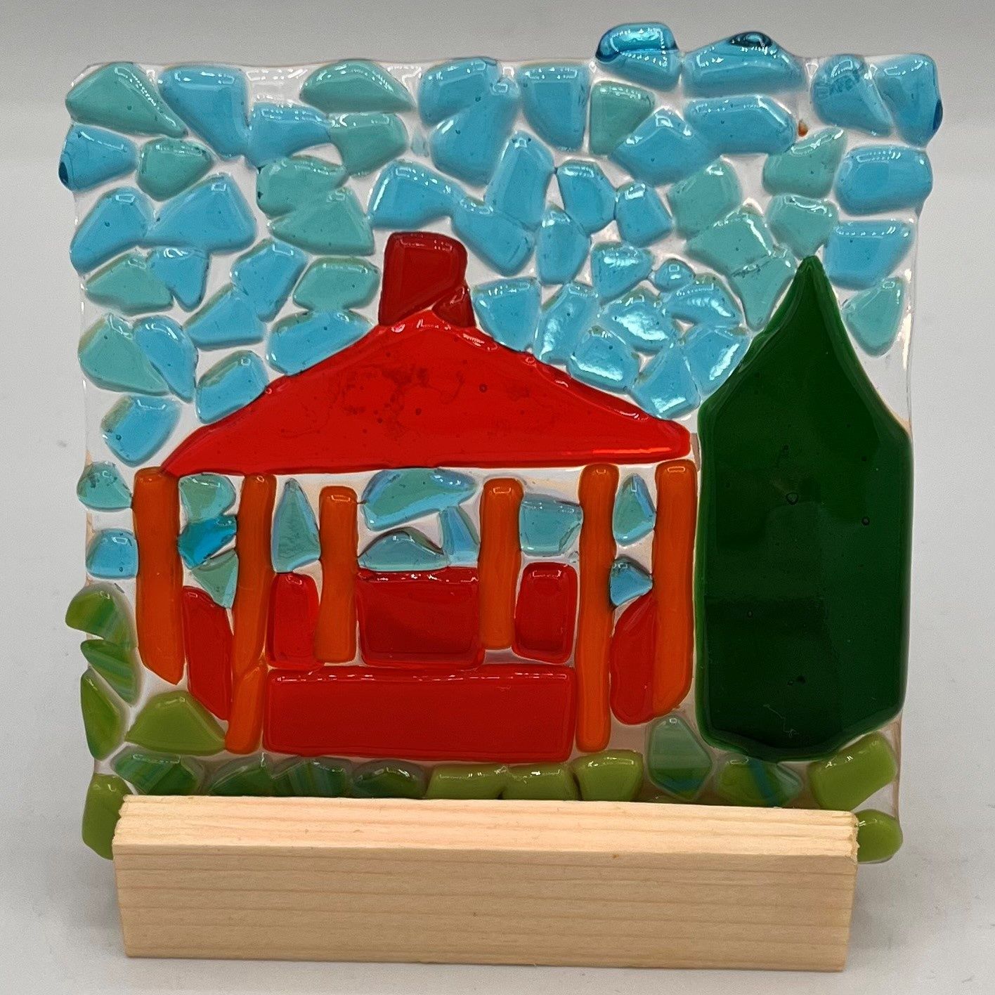 Meredith Bokeno, Fused Glass Stand Piece, Orange Gazebo