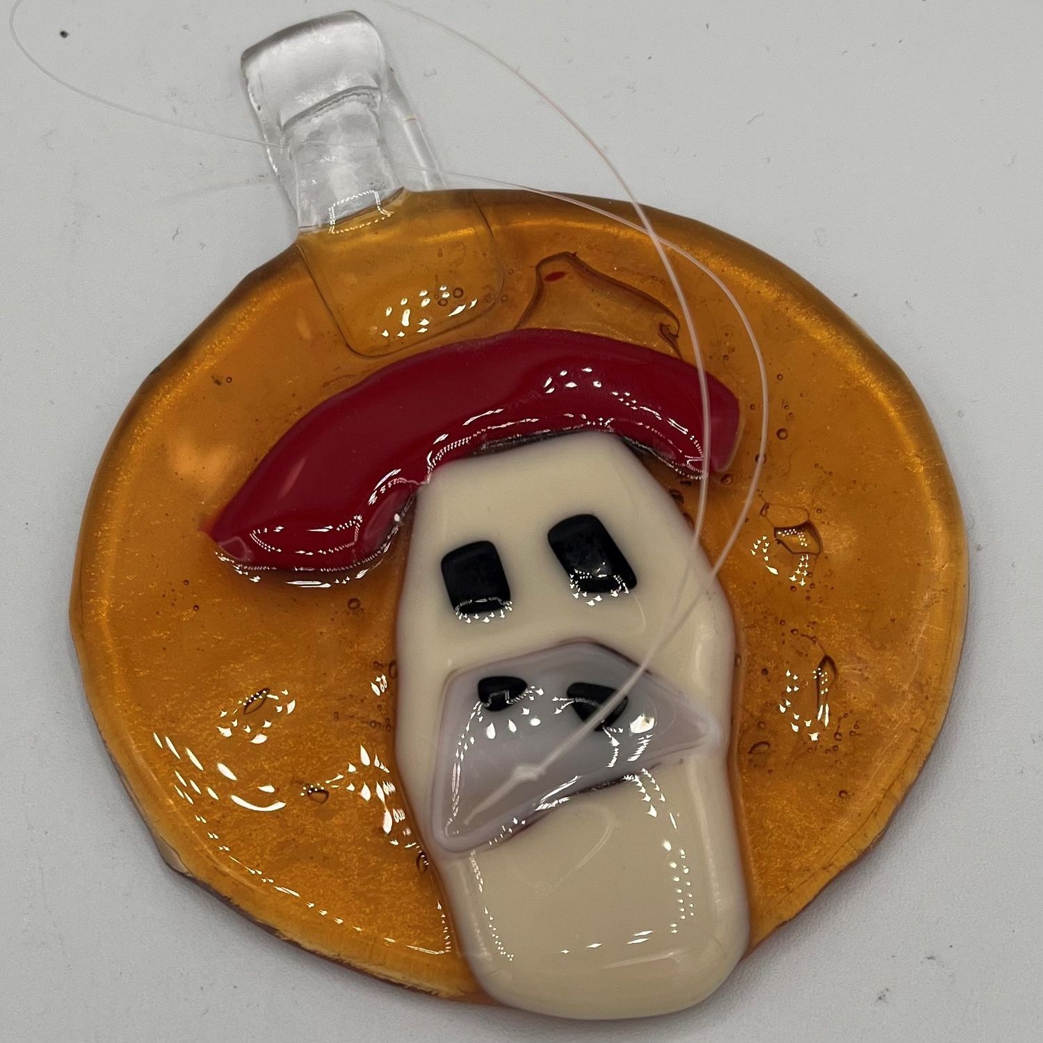 Alphonso Rowe, Fused Glass Suncatcher, Mushroom Cow