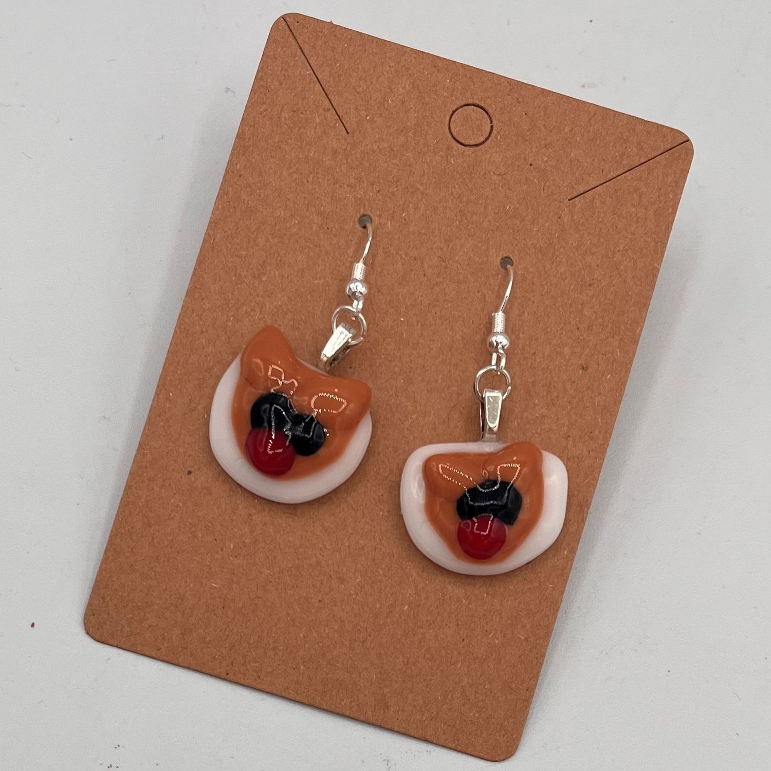 Tiffany Jameson, Fused Glass Earrings, Red-Nosed Animal