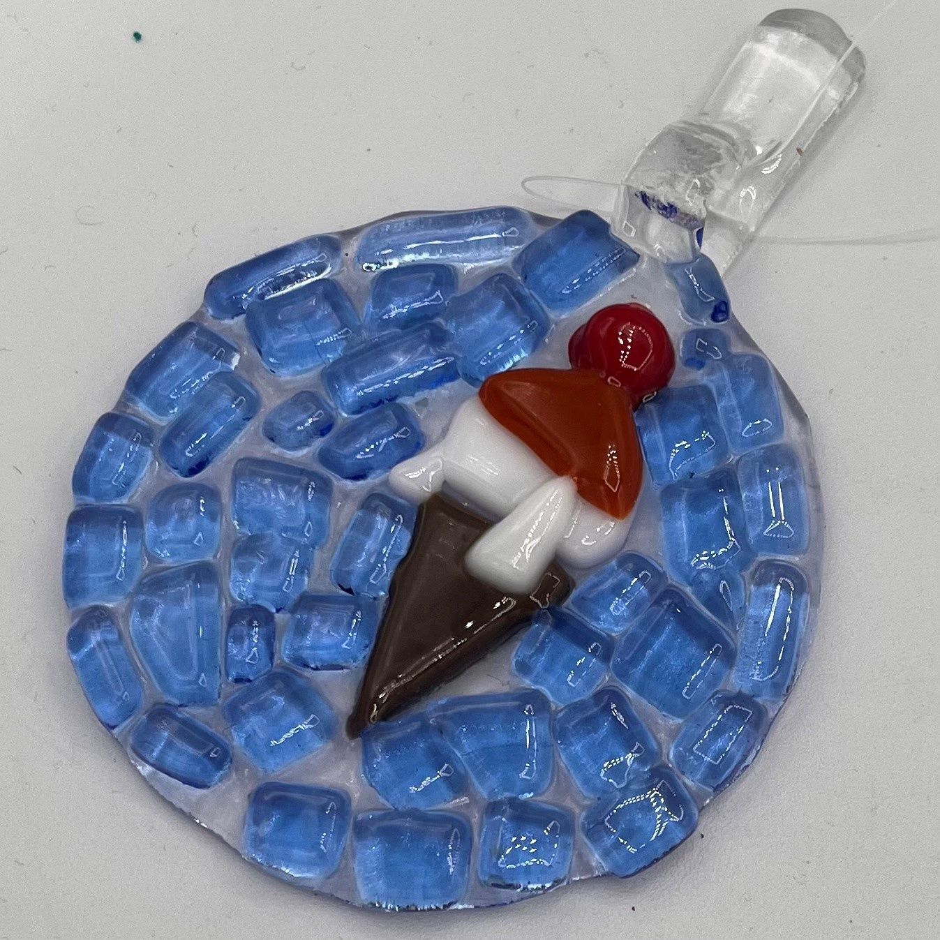Mallory Miller, Fused Glass Suncatcher, Ice Cream Cone