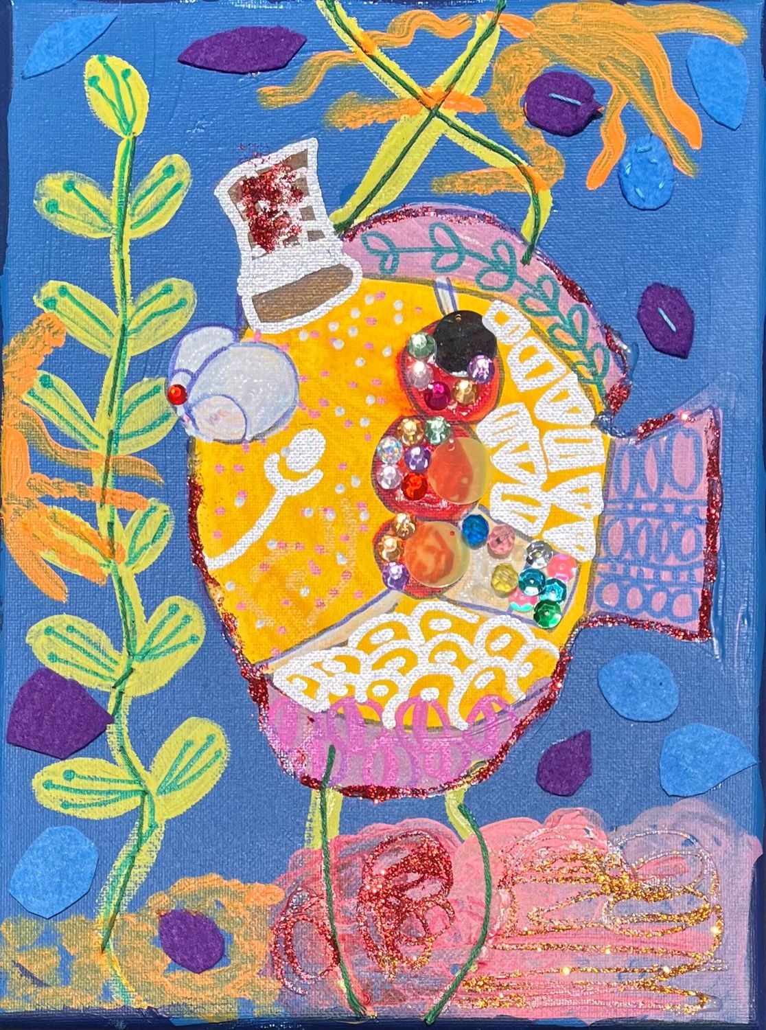 Beth Shaw, Acrylic on Canvas, &#39;Fancy Fish&#39;