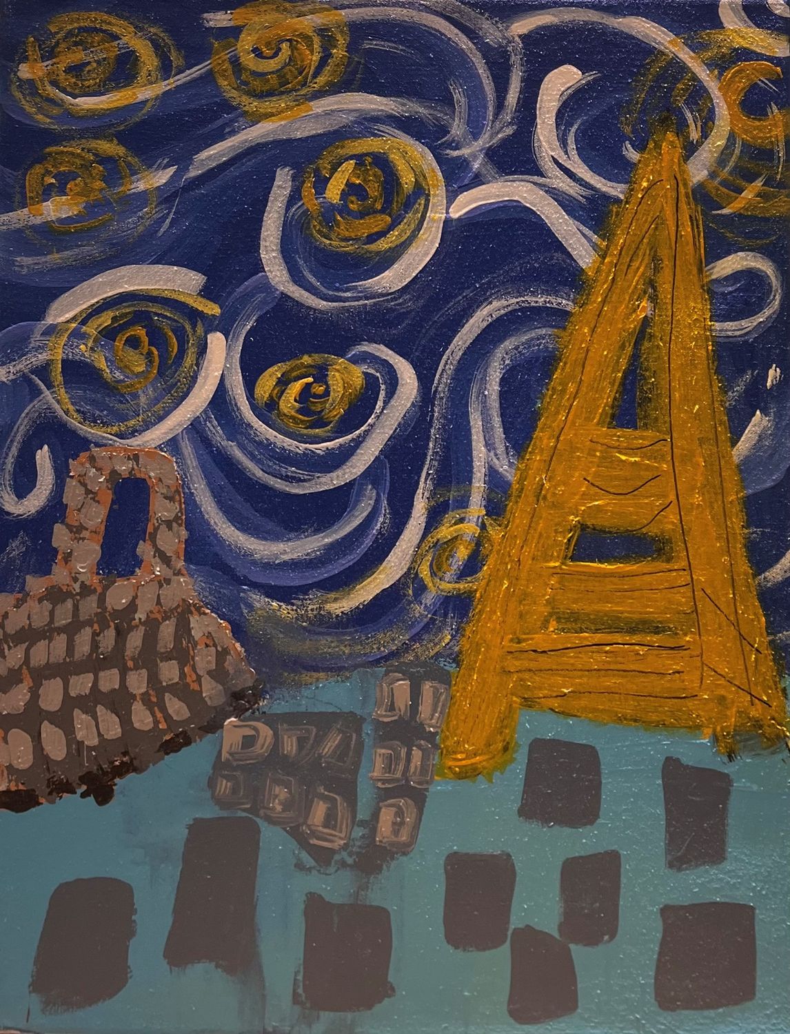 Rebecca Reed, &#39;Starry Night In Paris&#39;, Acrylic on canvas