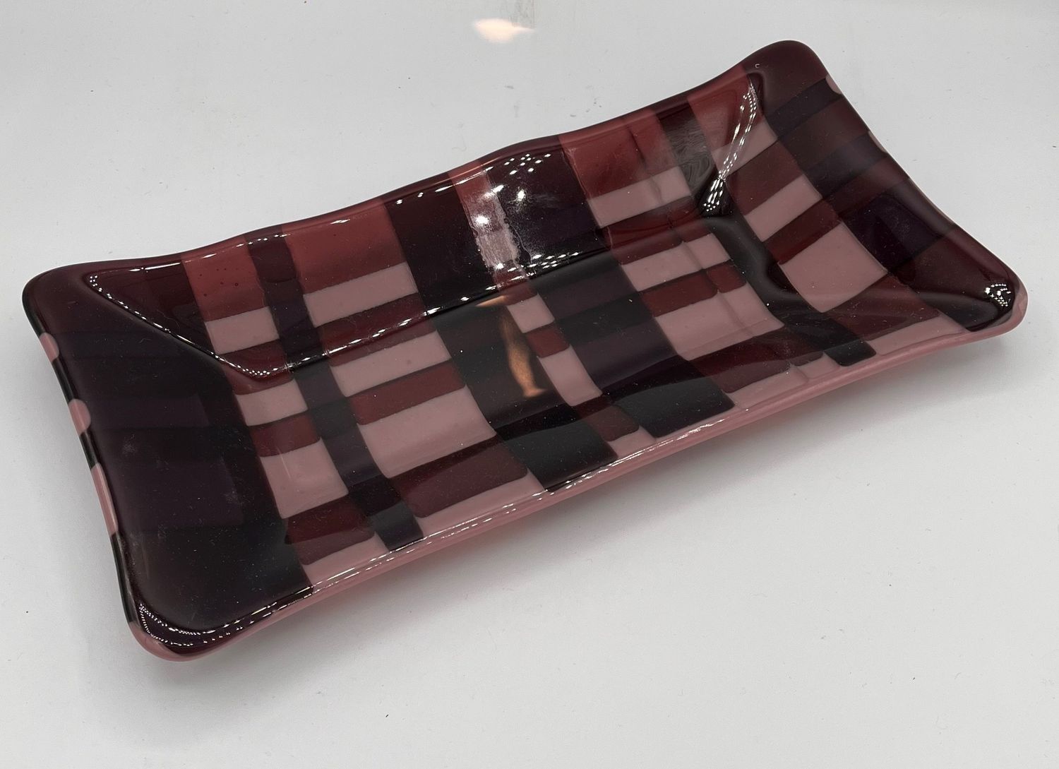 Cassie Sullivan, Fused Glass Dish, Multi-Shade Purple Rectangles