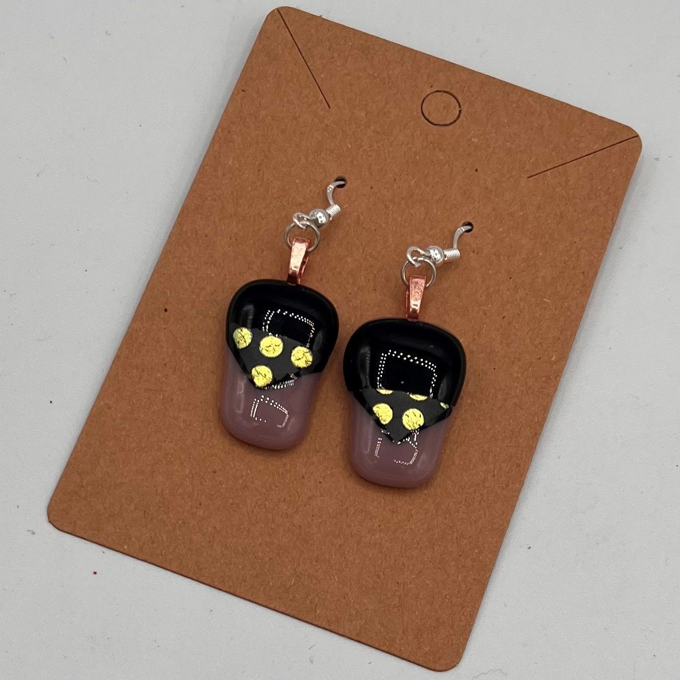 Alphonso Rowe, Fused Glass Earrings, Purple and Black Design