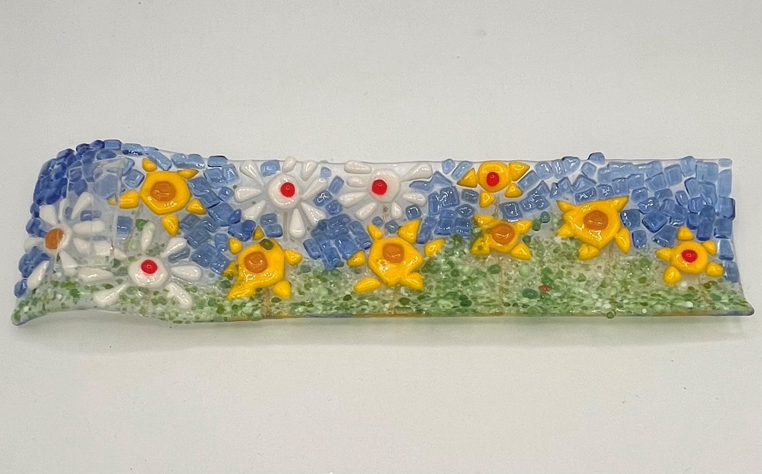 Tammy McCammon, Fused Glass Incense Holder, Yellow and White Flowers