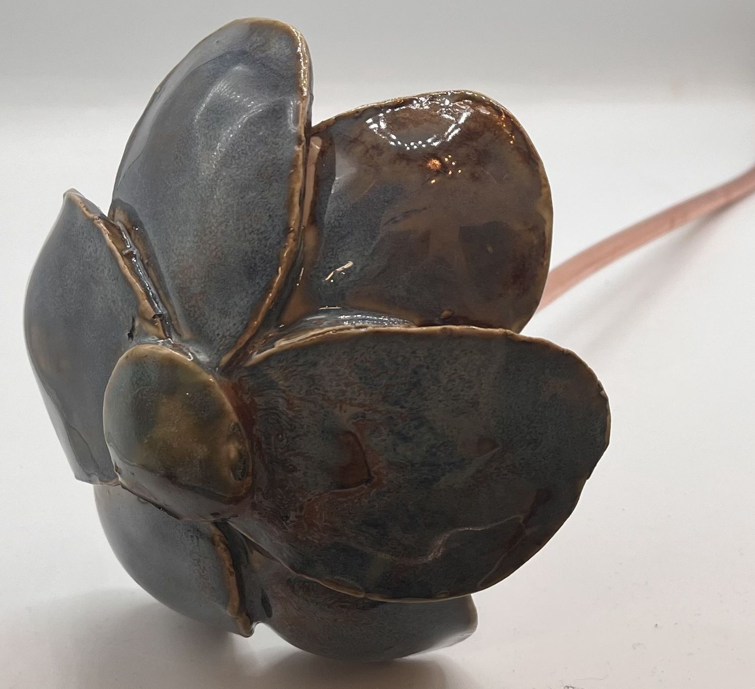 Erin Betz, Ceramic Garden Stake, Blue Flower