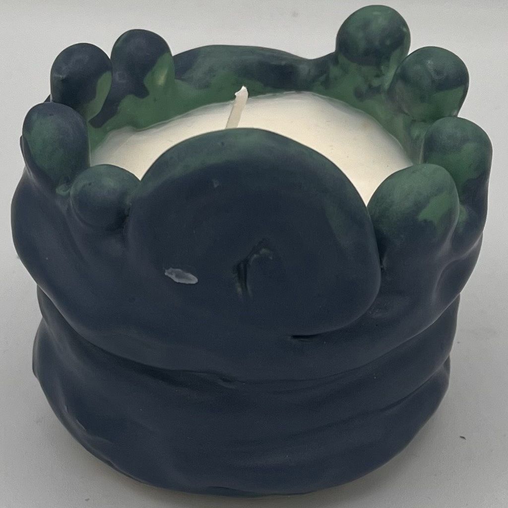 David Campbell, Ceramic Candle, Chunky Blue and Green