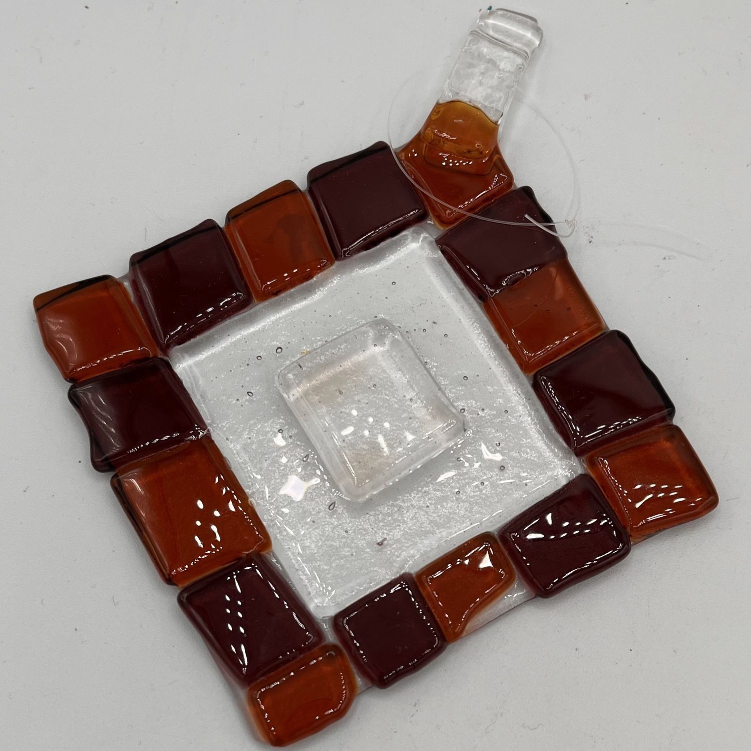 Kathleen Honeycutt, Fused Glass Suncatcher, Purple and Orange Squares