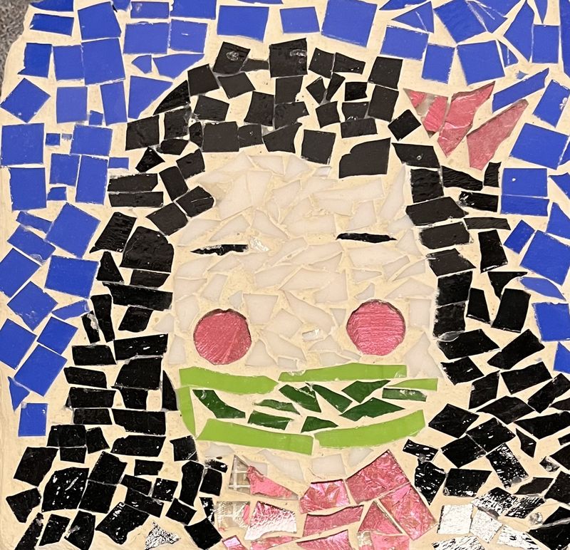 Dionysia Sanchez, Mosaic Garden Stone, Dark-Haired Girl
