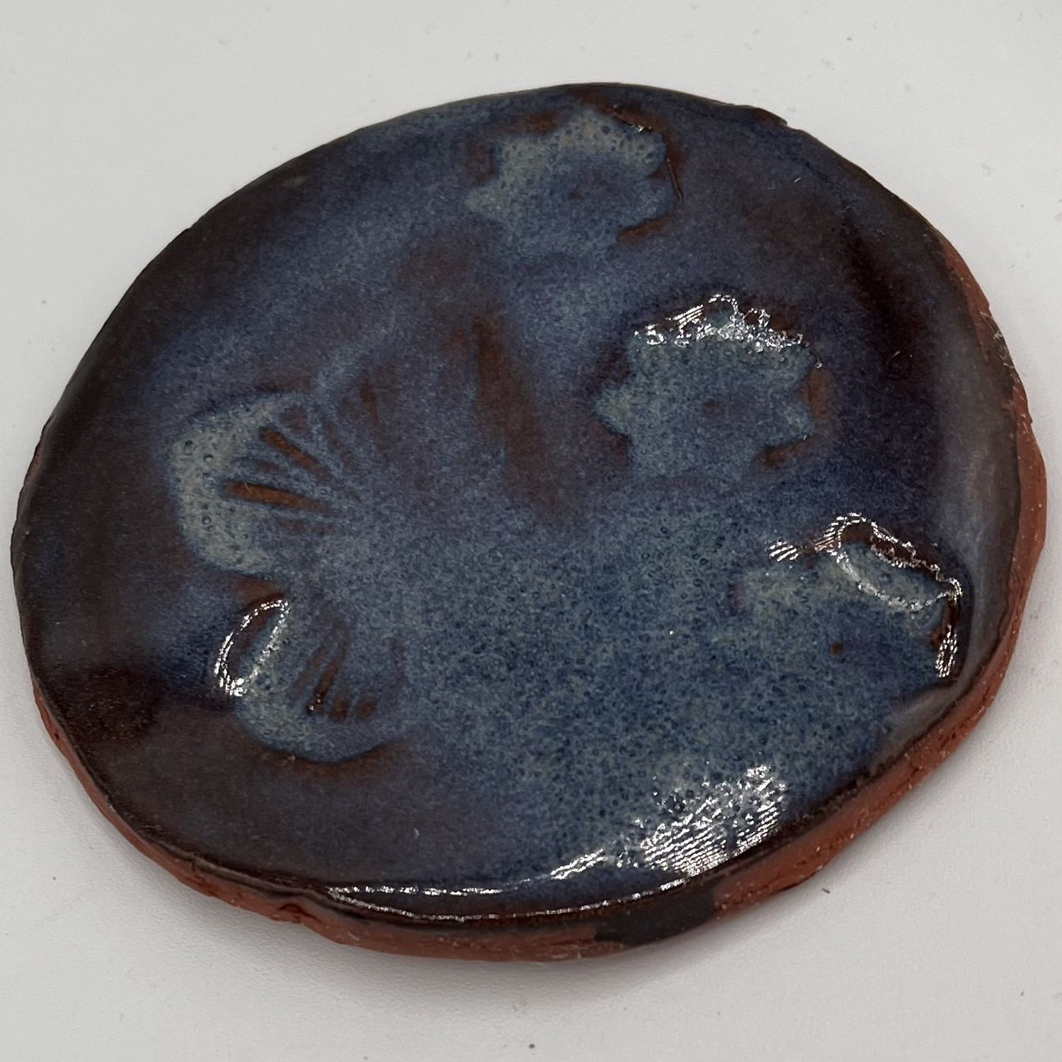 Andrea Walker, Ceramic Coaster, Blue Butterfly and Flowers