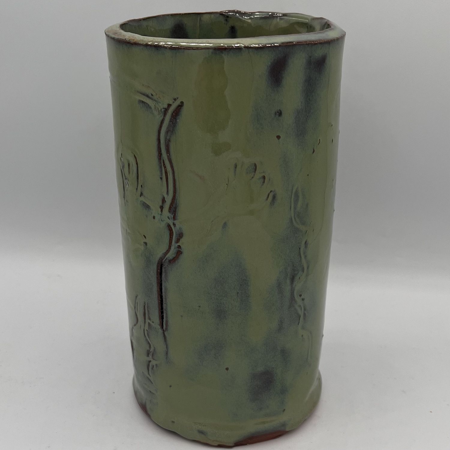 Steve Gall, Ceramic Vase, Green and Brown Design