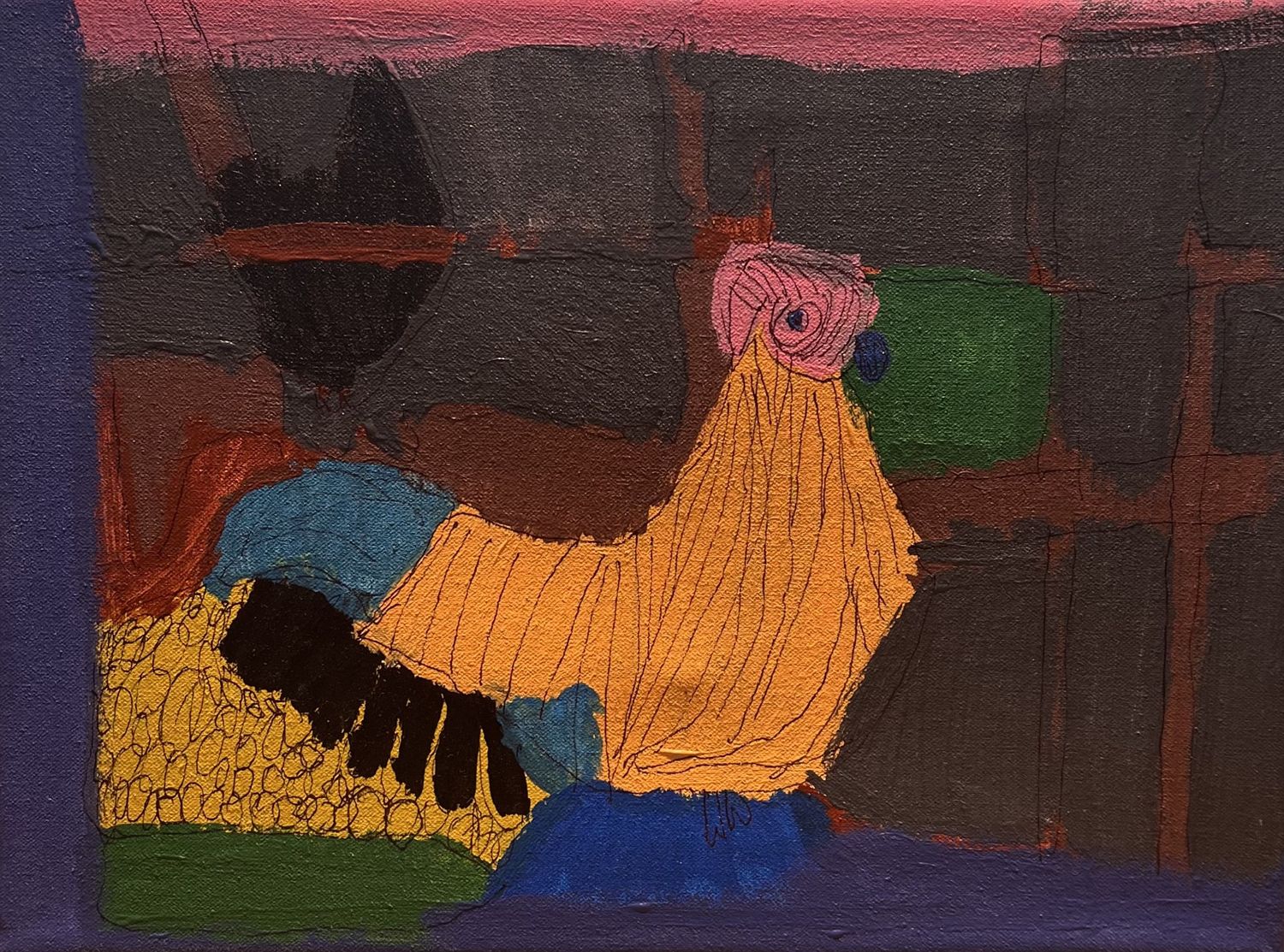 Erin Williams, Acrylic on Canvas, &#39;Resting Rooster&#39;