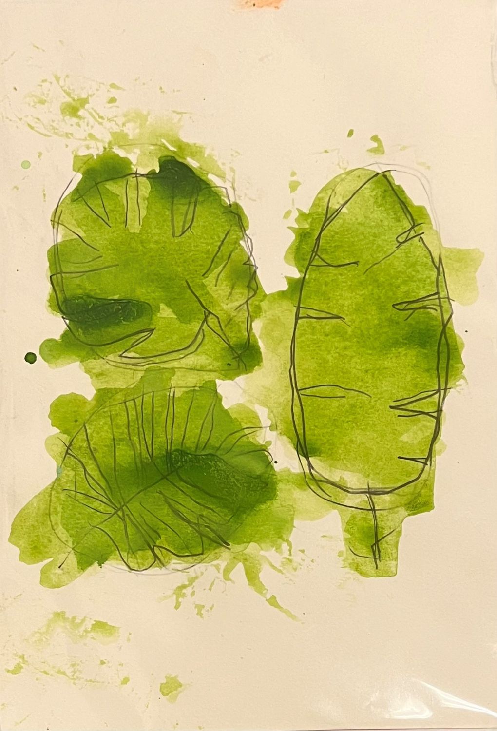 Studio, Work on Paper, &#39;Three Leaves&#39;