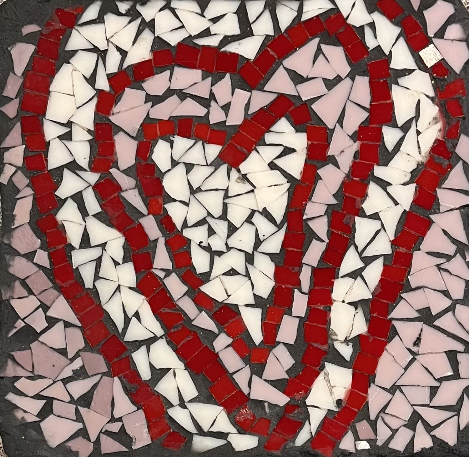 Jody Mann, Mosaic Garden Stone, Red, Purple and White Heart