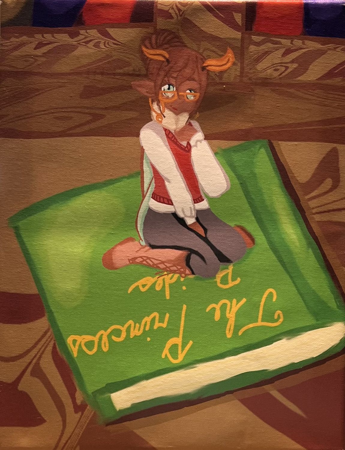 Kathleen Honeycutt, Digital Art on Canvas, &#39;Resting Bookworm&#39;