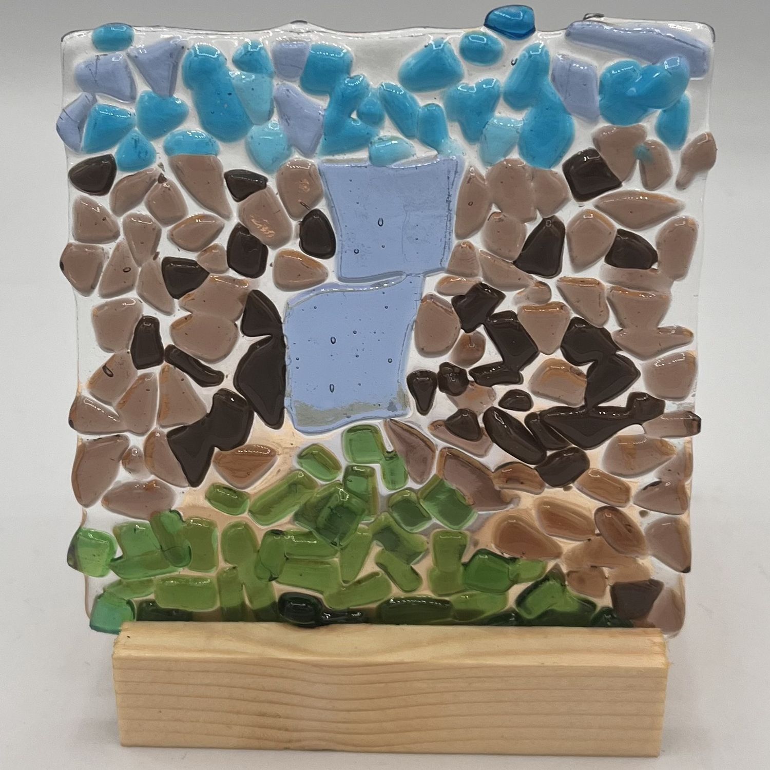 Alphonso Rowe, Fused Glass Stand Piece, Multicolor Abstract Design