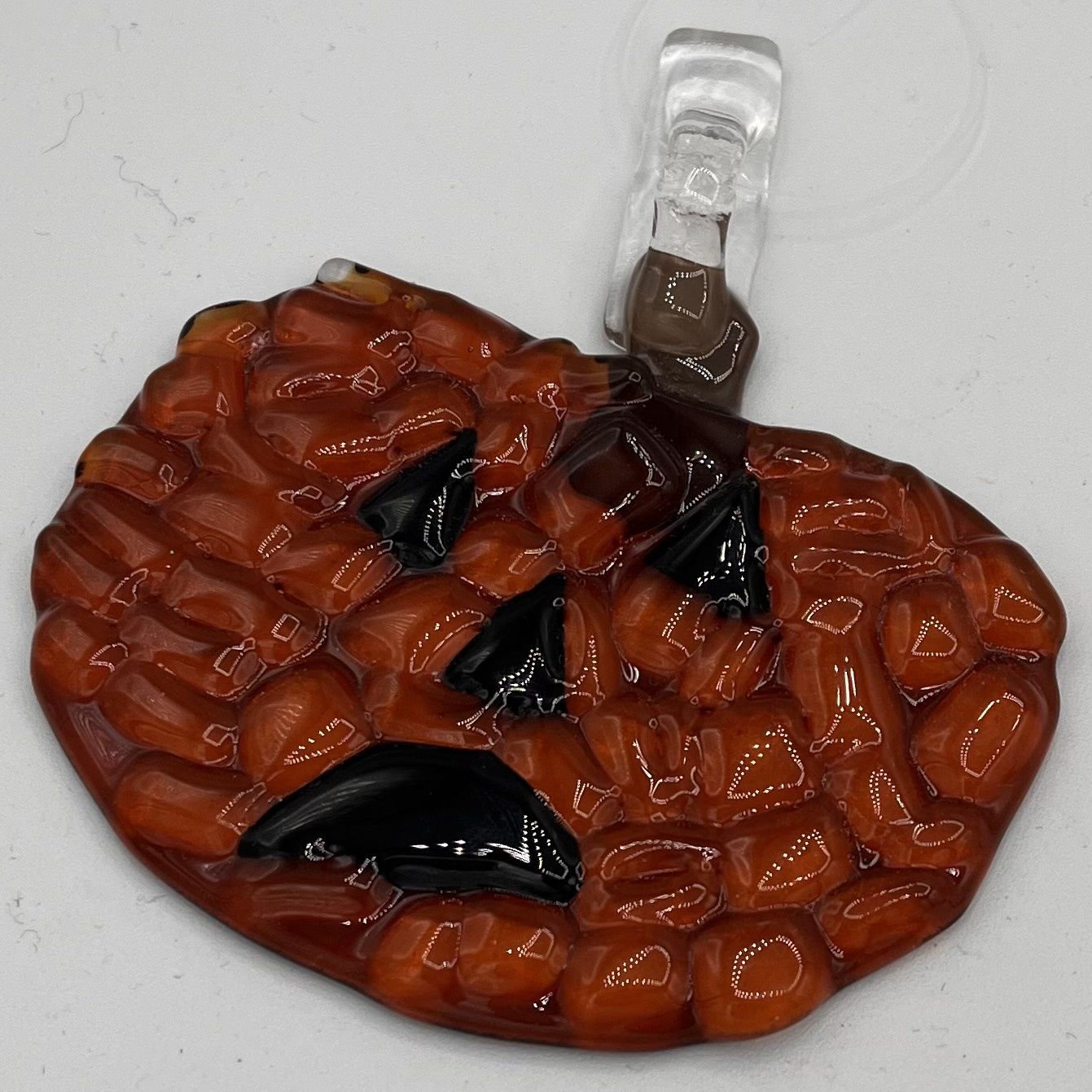 Kathryn Feldmann, Fused Glass Suncatcher, Sad Jack-O-Lantern