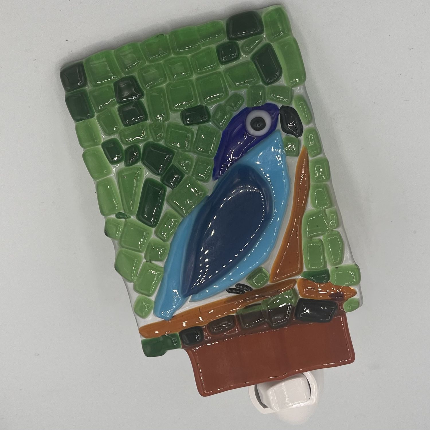 Erin Williams, Fused Glass Nightlight, Blue Parrot