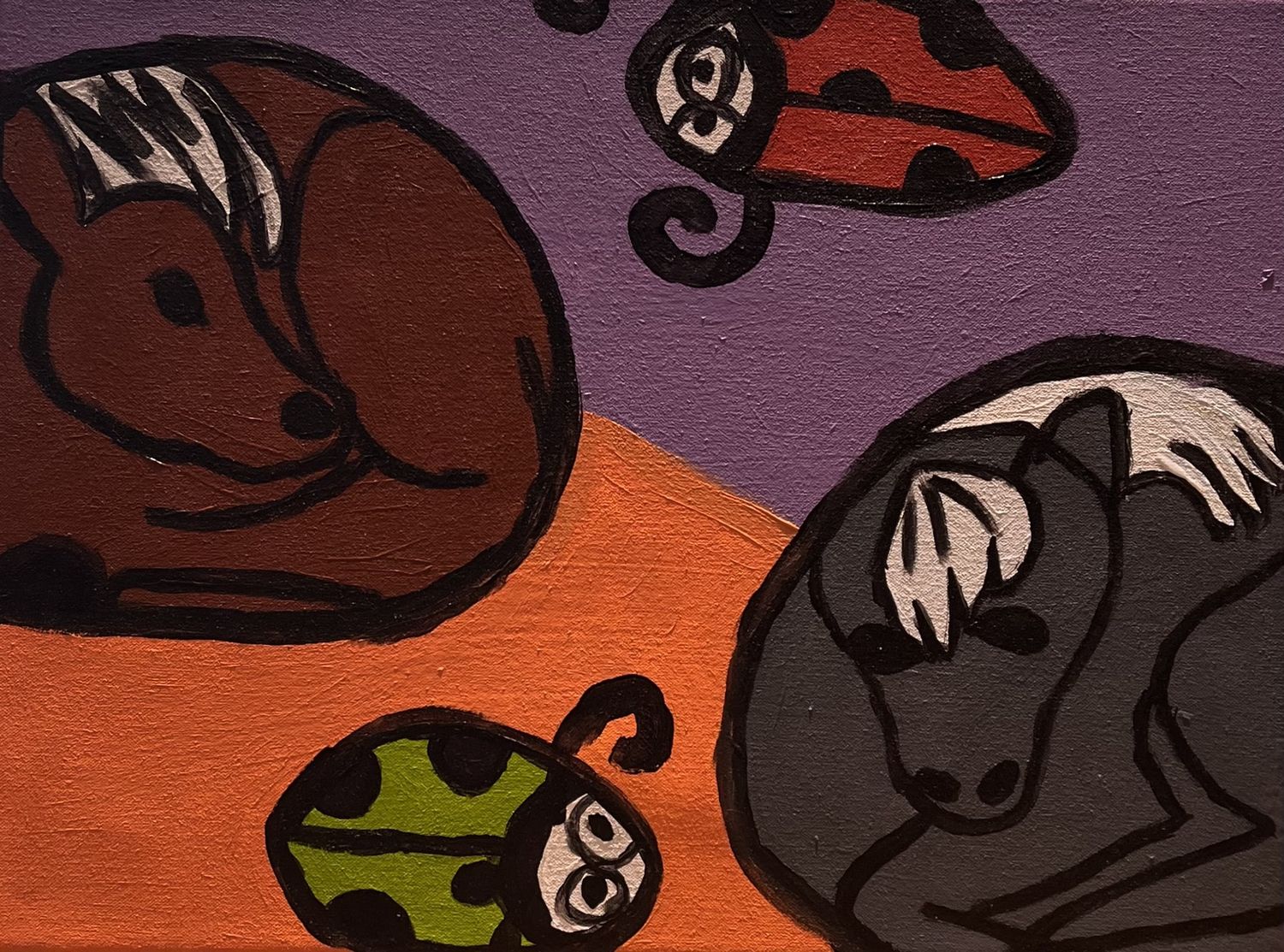 Ashley Ritter, Acrylic on Canvas, &#39;Resting Animals&#39;
