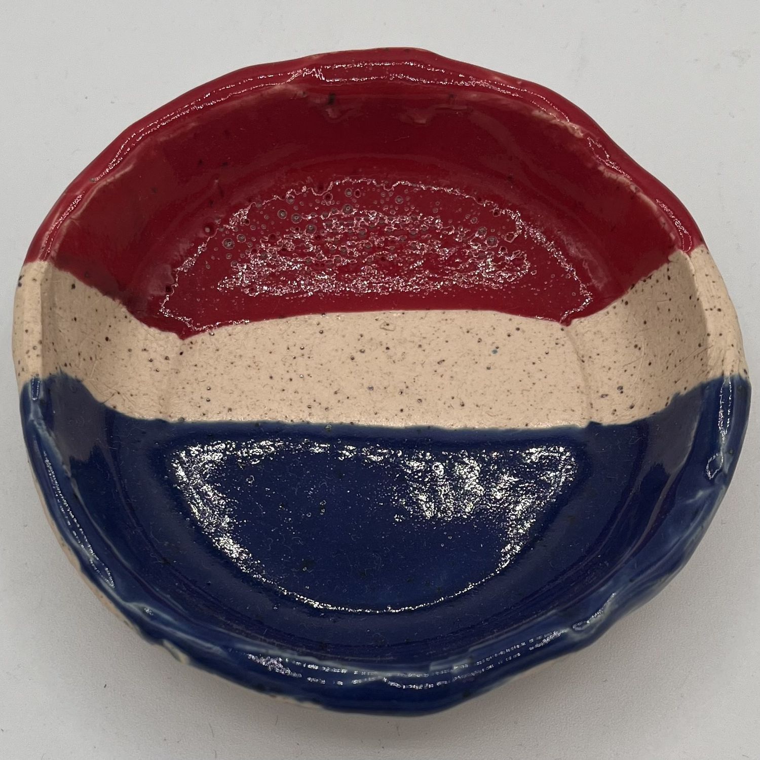 Rebecca Reed, Ceramic Dish, Red, White and Blue Design