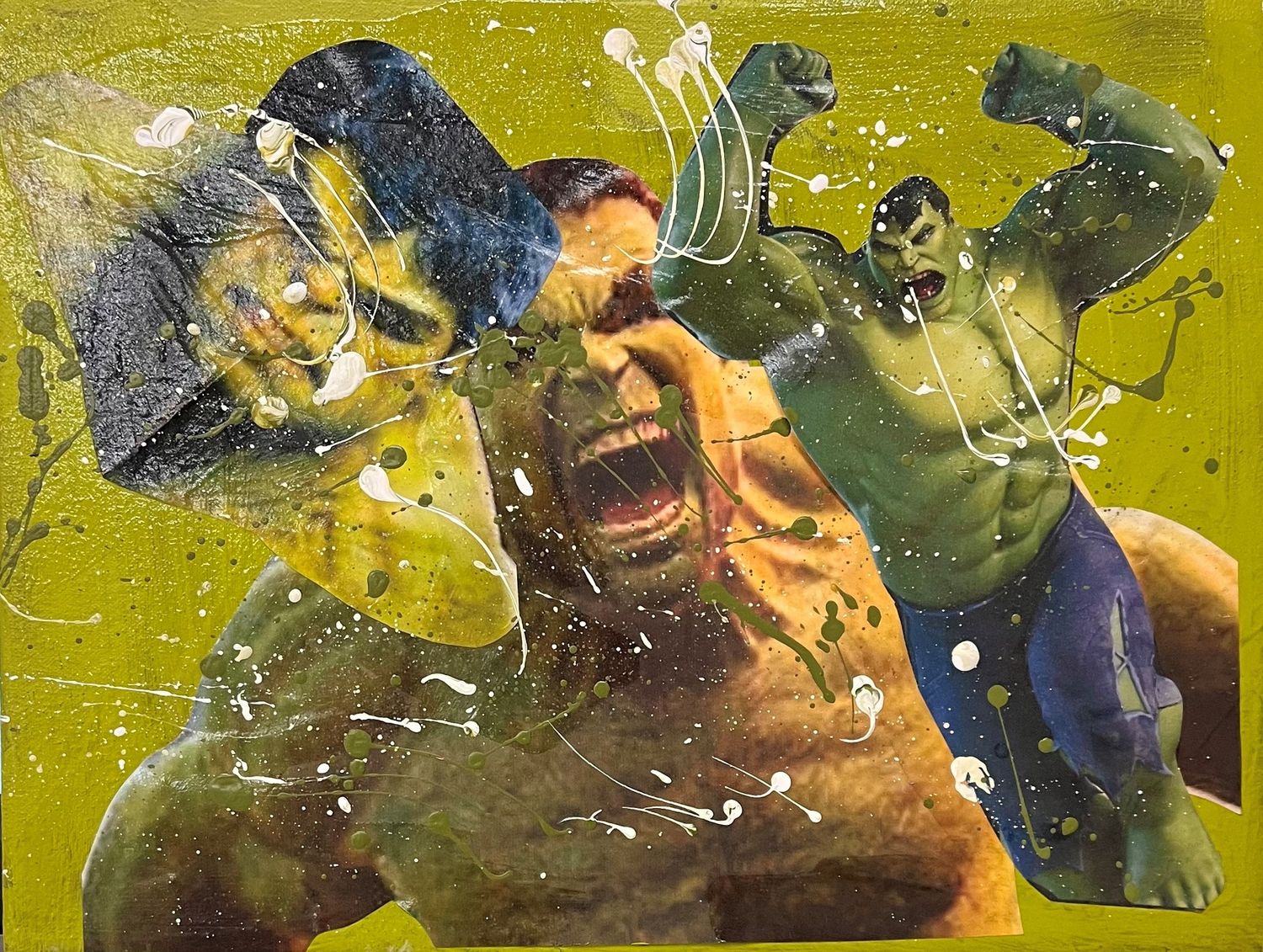 Steve Gall, Mixed Media on Canvas, &#39;Hulk Collage&#39;