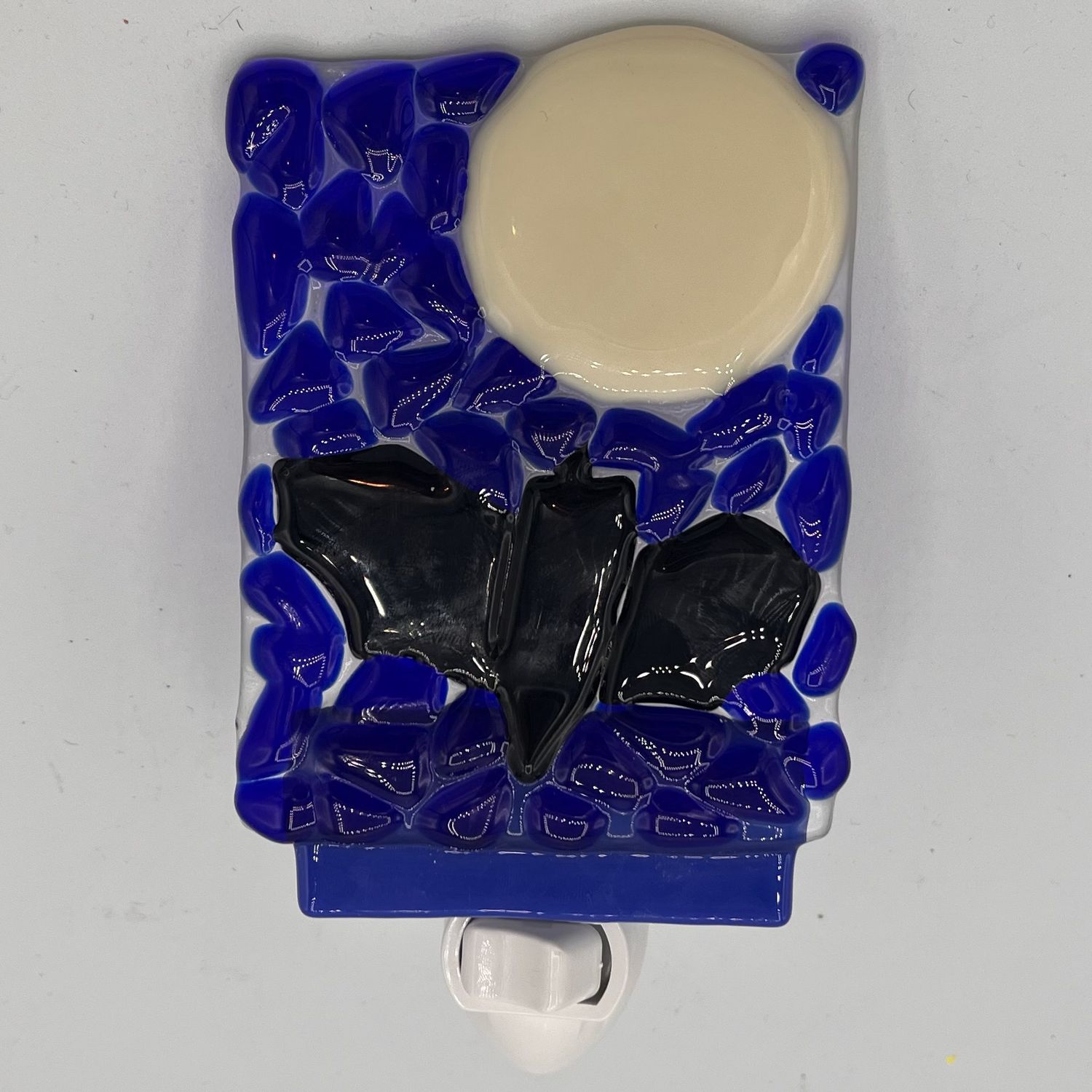 Mallory Miller, Fused Glass Nightlight, Bat in the Night Sky